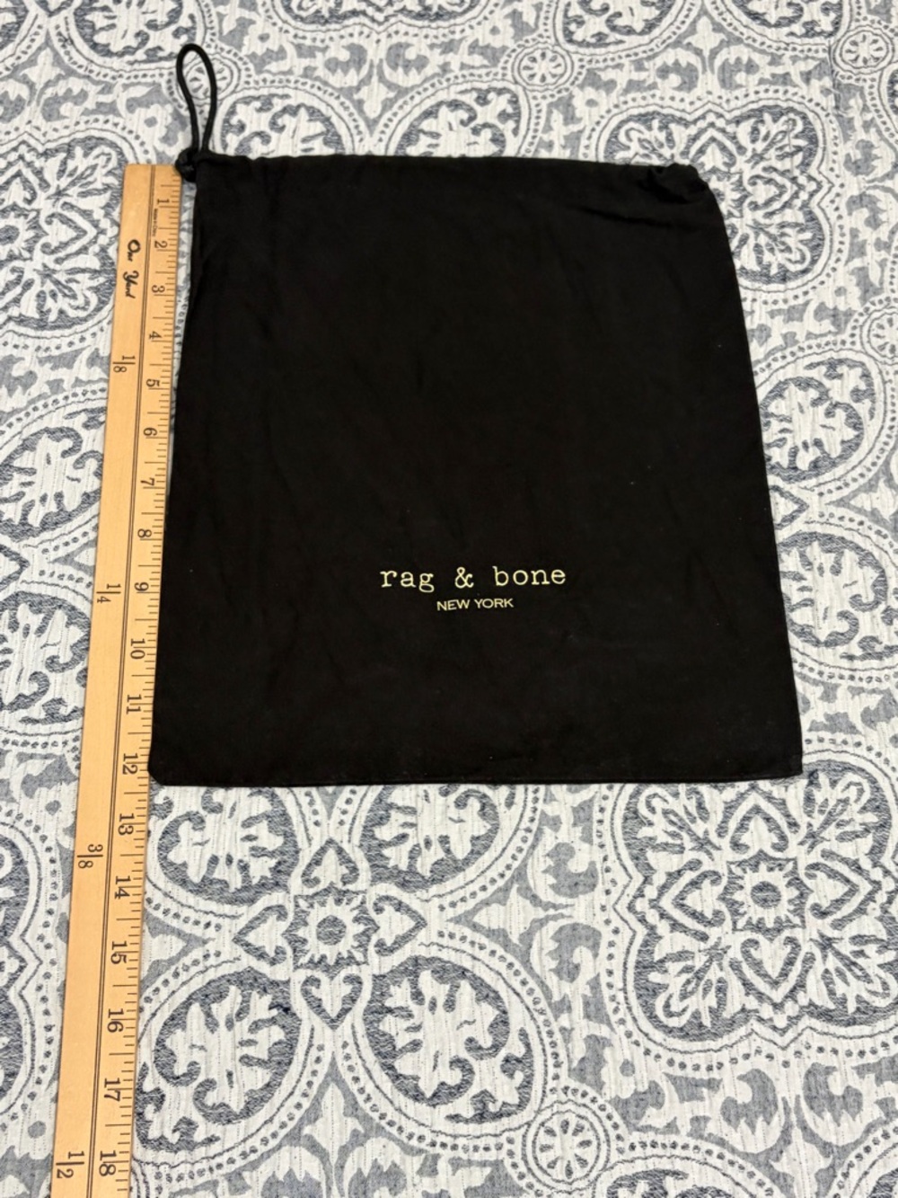 rag & bone Black Drawstring Logo Pouch - Picture 3 of 4